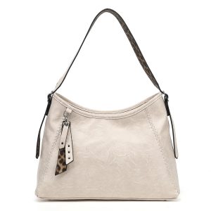 hobo with stitching detail and leopard trim 24884